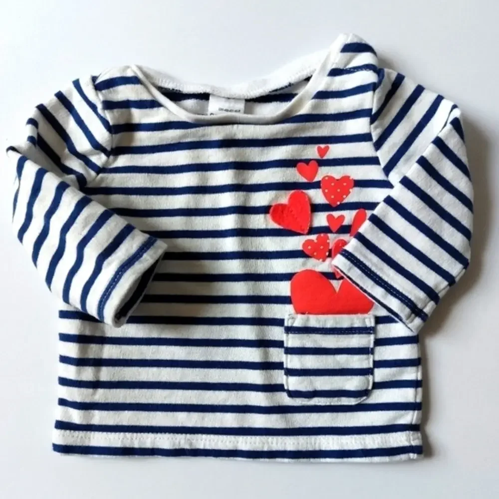 Heart detail‎ striped shirt 3m Carters Accessible Collar Love
